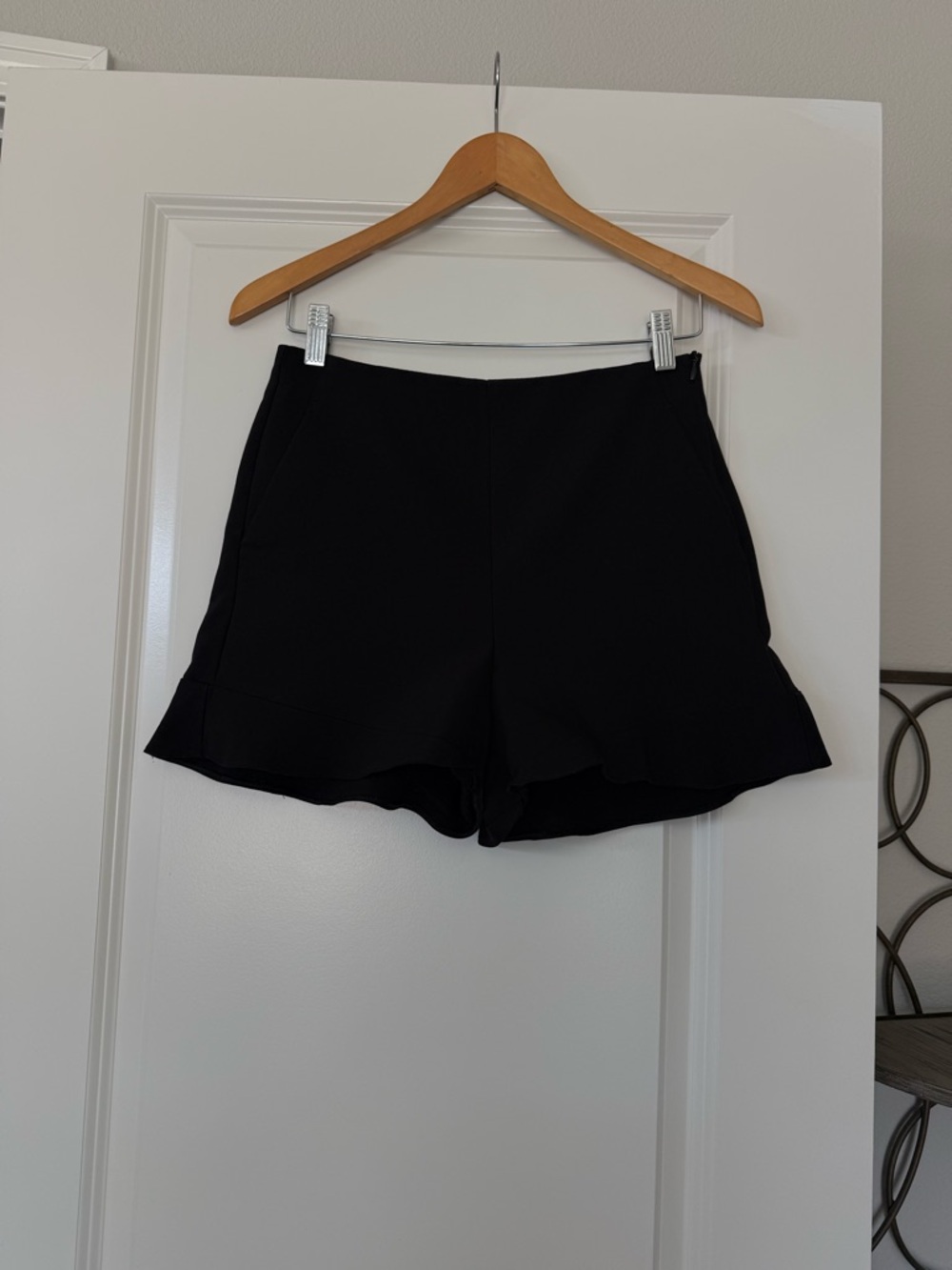 Black Ruffle Hem Shorts - Picture 5 of 6